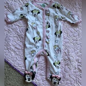 Disney Minnie Mouse Pink and Cream Footie